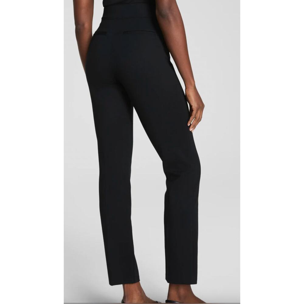 Spanx PerfectFit Ponte Slim Straight Pants Black High Rise Shaping Medium Petite